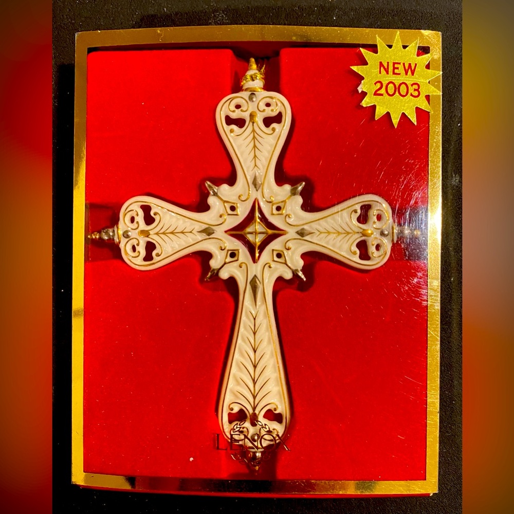 LENOX 2003 Brocade Cross Ornament